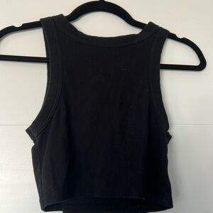 Princess Polly cropped black cotton tank, size 4